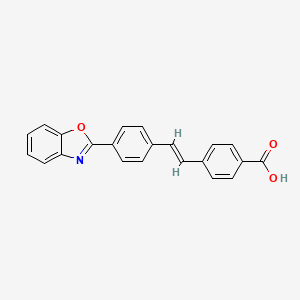 molecular formula C22H15NO3 B14743720 Benzoic acid, 4-[2-[4-(2-benzoxazolyl)phenyl]ethenyl]- CAS No. 4763-79-5