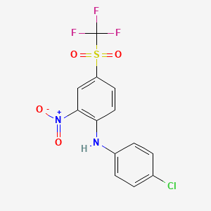 N-(4-Chlorophenyl)-2-nitro-4-(trifluoromethanesulfonyl)aniline