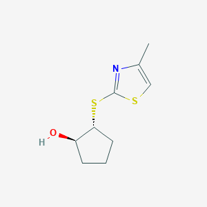 molecular formula C9H13NOS2 B1474441 (1R,2R)-2-[(4-methyl-1,3-thiazol-2-yl)sulfanyl]cyclopentan-1-ol CAS No. 1932266-89-1