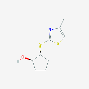 molecular formula C9H13NOS2 B1474441 (1R,2R)-2-[(4-Methyl-1,3-thiazol-2-yl)sulfanyl]cyclopentan-1-ol CAS No. 1932266-89-1