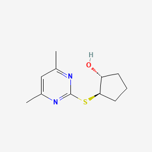 molecular formula C11H16N2OS B1474455 (1R,2R)-2-[(4,6-dimethylpyrimidin-2-yl)sulfanyl]cyclopentan-1-ol CAS No. 1932717-15-1