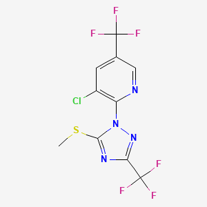 molecular formula C10H5ClF6N4S B1474462 3-chloro-2-(5-(methylthio)-3-(trifluoromethyl)-1H-1,2,4-triazol-1-yl)-5-(trifluoromethyl)pyridine CAS No. 1823182-83-7