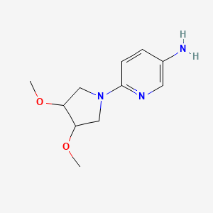 molecular formula C11H17N3O2 B1474515 6-(3,4-Dimethoxypyrrolidin-1-yl)pyridin-3-amine CAS No. 1699663-70-1