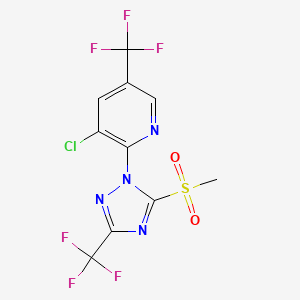 molecular formula C10H5ClF6N4O2S B1474542 3-chloro-2-(5-(methylsulfonyl)-3-(trifluoromethyl)-1H-1,2,4-triazol-1-yl)-5-(trifluoromethyl)pyridine CAS No. 1823183-57-8