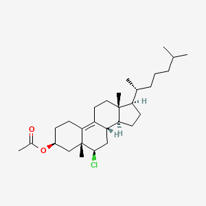 molecular formula C29H47ClO2 B14745520 [(3S,5R,6R,8S,13R,14S,17R)-6-chloro-5,13-dimethyl-17-[(2R)-6-methylheptan-2-yl]-2,3,4,6,7,8,11,12,14,15,16,17-dodecahydro-1H-cyclopenta[a]phenanthren-3-yl] acetate CAS No. 2572-49-8