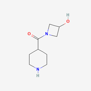 molecular formula C9H16N2O2 B1474569 (3-Hydroxyazetidin-1-yl)(piperidin-4-yl)methanone CAS No. 1342820-22-7