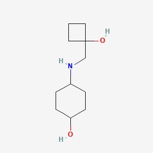 molecular formula C11H21NO2 B1474573 4-{[(1-Hydroxycyclobutyl)methyl]amino}cyclohexan-1-ol CAS No. 1694896-36-0