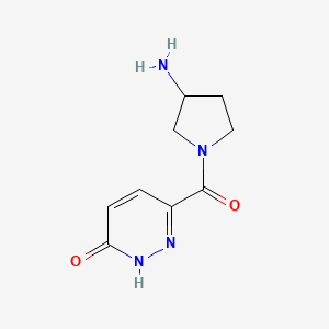 molecular formula C9H12N4O2 B1474581 6-(3-aminopyrrolidine-1-carbonyl)pyridazin-3(2H)-one CAS No. 1701685-58-6
