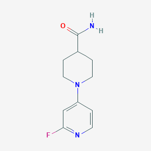 molecular formula C11H14FN3O B1474615 1-(2-Fluoropyridin-4-yl)piperidine-4-carboxamide CAS No. 1566053-60-8