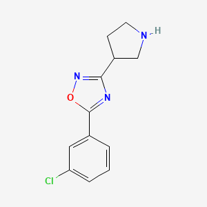 molecular formula C12H12ClN3O B1474725 5-(3-Chlorophenyl)-3-(pyrrolidin-3-yl)-1,2,4-oxadiazole CAS No. 1781384-93-7