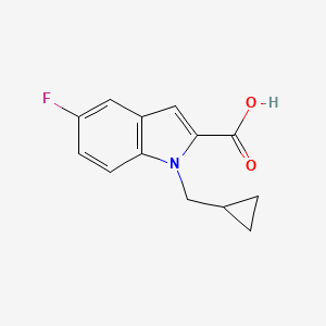 molecular formula C13H12FNO2 B1474732 1-环丙基甲基-5-氟-1H-吲哚-2-羧酸 CAS No. 1781345-86-5