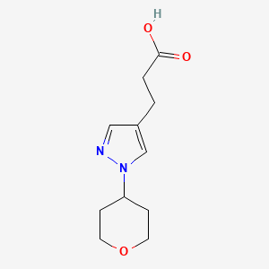 molecular formula C11H16N2O3 B1474741 3-[1-(oxan-4-yl)-1H-pyrazol-4-yl]propanoic acid CAS No. 1783936-56-0