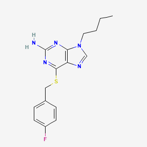 molecular formula C16H18FN5S B14748494 9-Butyl-6-[(4-fluorobenzyl)sulfanyl]-9h-purin-2-amine CAS No. 1581-24-4