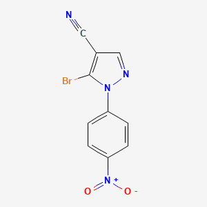 molecular formula C10H5BrN4O2 B14748661 5-Bromo-1-(4-nitrophenyl)-1H-pyrazole-4-carbonitrile CAS No. 1269290-98-3