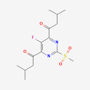 molecular formula C15H21FN2O4S B1474870 1-[5-Fluoro-6-(3-methylbutanoyl)-2-(methylsulfonyl)-4-pyrimidinyl]-3-methyl-1-butanone CAS No. 1424939-27-4