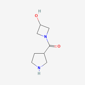 molecular formula C8H14N2O2 B1474882 (3-Hydroxyazetidin-1-yl)(pyrrolidin-3-yl)methanone CAS No. 1697739-32-4