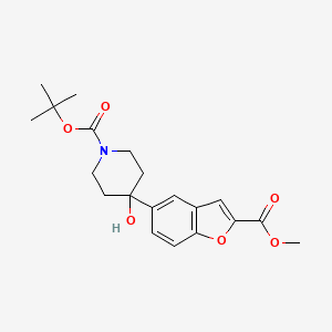 molecular formula C20H25NO6 B1474888 tert-Butyl 4-hydroxy-4-[2-(methoxycarbonyl)-1-benzofuran-5-yl]-1-piperidinecarboxylate CAS No. 1424939-68-3