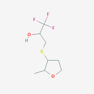 molecular formula C8H13F3O2S B1474892 1,1,1-Trifluoro-3-[(2-methyloxolan-3-yl)sulfanyl]propan-2-ol CAS No. 1701746-90-8