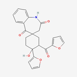 molecular formula C24H21NO6 B14749031 2'-(Furan-2-carbonyl)-1'-(furan-2-yl)-1'-hydroxyspiro[1,3-dihydro-1-benzazepine-4,4'-cyclohexane]-2,5-dione CAS No. 4935-41-5