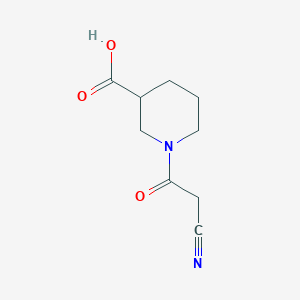 molecular formula C9H12N2O3 B1474913 1-(2-氰乙酰)哌啶-3-羧酸 CAS No. 1788745-77-6