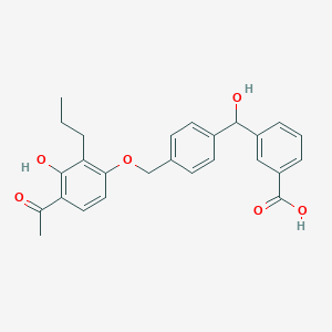 molecular formula C26H26O6 B14749433 3-{[4-(4-Acetyl-3-hydroxy-2-propyl-phenoxymethyl)-phenyl]-hydroxy-methyl}-benzoic acid 