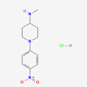 molecular formula C12H18ClN3O2 B1474950 N-methyl-1-(4-nitrophenyl)piperidin-4-amine hydrochloride CAS No. 1679381-55-5