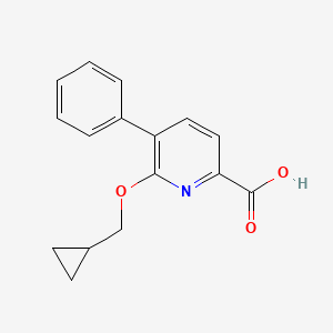molecular formula C16H15NO3 B1474956 6-Cyclopropylmethoxy-5-phenylpyridine-2-carboxylic acid CAS No. 1812888-55-3