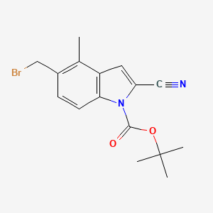 molecular formula C16H17BrN2O2 B1474976 tert-butyl 5-(bromomethyl)-2-cyano-4-methyl-1H-indole-1-carboxylate CAS No. 2089961-82-8