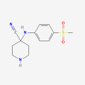 molecular formula C13H17N3O2S B1475011 4-(4-(Methylsulfonyl)phenylamino)piperidine-4-carbonitrile CAS No. 1826103-72-3