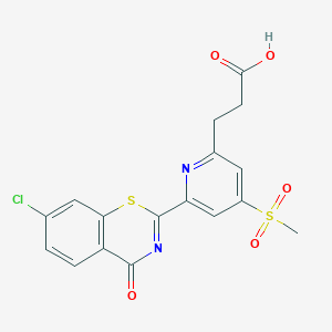 3-[6-(7-Chloro-4-oxo-4H-1,3-benzothiazin-2-yl)-4-(methylsulfonyl)pyridin-2-yl]propanoic acid