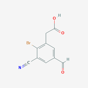molecular formula C10H6BrNO3 B1475060 2-(2-Bromo-3-cyano-5-formylphenyl)acetic acid CAS No. 1805596-46-6