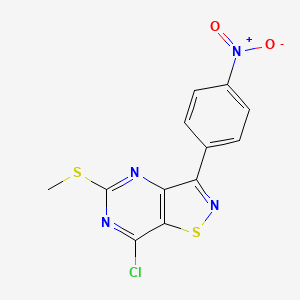 molecular formula C12H7ClN4O2S2 B1475088 7-Chloro-5-(methylthio)-3-(4-nitrophenyl)isothiazolo[4,5-d]pyrimidine CAS No. 2206820-40-6