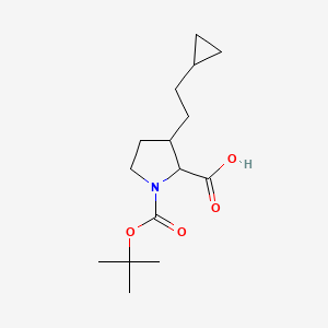 molecular formula C15H25NO4 B1475115 1-(tert-Butoxycarbonyl)-3-(2-cyclopropylethyl)proline CAS No. 1426953-67-4