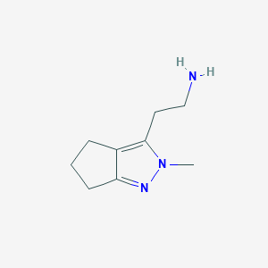 molecular formula C9H15N3 B1475124 2-(2-Methyl-2,4,5,6-tetrahydrocyclopenta[c]pyrazol-3-yl)ethan-1-amine CAS No. 1546396-42-2