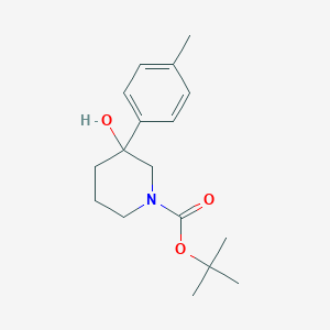 molecular formula C17H25NO3 B1475126 tert-Butyl 3-hydroxy-3-(4-methylphenyl)-1-piperidinecarboxylate CAS No. 1366985-06-9