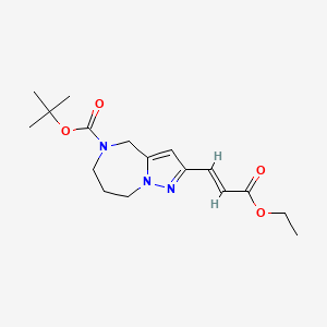 molecular formula C17H25N3O4 B1475133 tert-Butyl 2-[(E)-3-ethoxy-3-oxo-1-propenyl]-7,8-dihydro-4H-pyrazolo[1,5-a][1,4]diazepine-5(6H)-carboxylate CAS No. 1424944-29-5