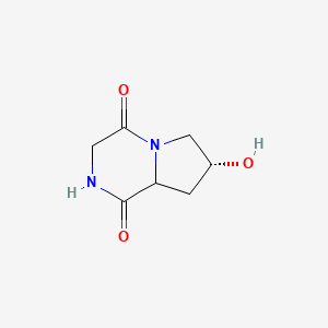 molecular formula C7H10N2O3 B1475165 (7R)-7-Hydroxyhexahydropyrrolo[1,2-a]pyrazine-1,4-dione CAS No. 1426945-02-9