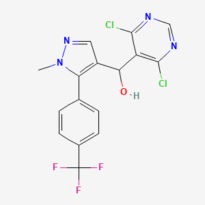 molecular formula C16H11Cl2F3N4O B1475172 (4,6-Dichloro-5-pyrimidinyl){1-methyl-5-[4-(trifluoromethyl)phenyl]-1H-pyrazol-4-yl}methanol CAS No. 1424940-02-2