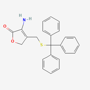 molecular formula C24H21NO2S B14751857 3-Amino-4-{[(triphenylmethyl)sulfanyl]methyl}furan-2(5H)-one CAS No. 806-07-5