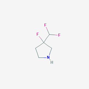 molecular formula C5H8F3N B1475202 3-(Difluoromethyl)-3-fluoropyrrolidine CAS No. 1566021-07-5