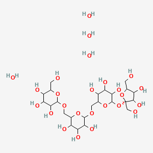 molecular formula C24H50O25 B14752023 2-[[6-[[6-[(2S)-3,4-dihydroxy-2,5-bis(hydroxymethyl)oxolan-2-yl]oxy-3,4,5-trihydroxyoxan-2-yl]methoxy]-3,4,5-trihydroxyoxan-2-yl]methoxy]-6-(hydroxymethyl)oxane-3,4,5-triol;tetrahydrate 