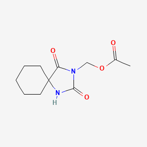 molecular formula C11H16N2O4 B14752028 1,3-Diazaspiro(4.5)decane-2,4-dione, 3-(hydroxymethyl)-, acetate CAS No. 723-11-5