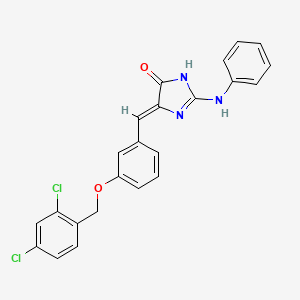 molecular formula C23H17Cl2N3O2 B14752181 (4Z)-2-anilino-4-[[3-[(2,4-dichlorophenyl)methoxy]phenyl]methylidene]-1H-imidazol-5-one 