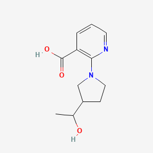 molecular formula C12H16N2O3 B1475219 2-(3-(1-Hydroxyethyl)pyrrolidin-1-yl)nicotinic acid CAS No. 1713773-56-8