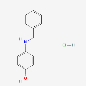 molecular formula C13H14ClNO B14752215 Phenol, 4-[(phenylmethyl)amino]-, hydrochloride CAS No. 621-92-1