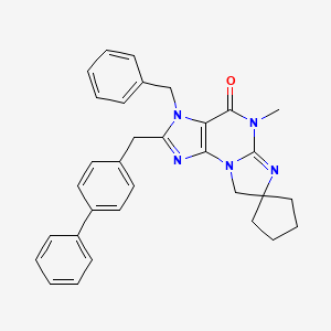 3-benzyl-5-methyl-2-[(4-phenylphenyl)methyl]spiro[8H-imidazo[2,1-b]purine-7,1'-cyclopentane]-4-one