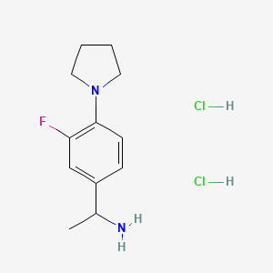 molecular formula C12H19Cl2FN2 B1475257 [1-(3-Fluoro-4-pyrrolidin-1-ylphenyl)ethyl]amine dihydrochloride CAS No. 1993278-17-3