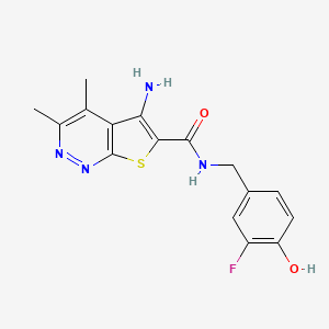 5-amino-N-[(3-fluoro-4-hydroxyphenyl)methyl]-3,4-dimethylthieno[2,3-c]pyridazine-6-carboxamide