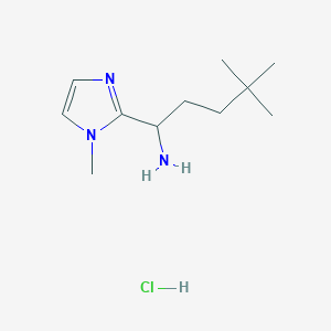 molecular formula C11H22ClN3 B1475268 4,4-dimethyl-1-(1-methyl-1H-imidazol-2-yl)pentan-1-amine hydrochloride CAS No. 1803605-52-8