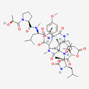 (2S)-N-[(2R)-1-[[(3S,6S,8S,12S,13R,17R,23S)-13-[(2S)-butan-2-yl]-12-hydroxy-20-[(4-methoxyphenyl)methyl]-6,17,21-trimethyl-3-(2-methylpropyl)-2,5,7,10,15,19,22-heptaoxo-8-propan-2-yl-9,18-dioxa-1,4,14,21-tetrazabicyclo[21.3.0]hexacosan-16-yl]amino]-4-methyl-1-oxopentan-2-yl]-1-[(2S)-2-hydroxypropanoyl]-N-methylpyrrolidine-2-carboxamide